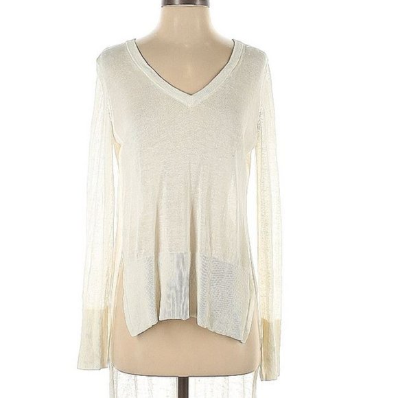 Split Hi-Low Hem Cream Sweater - sz XS - Picture 3 of 9